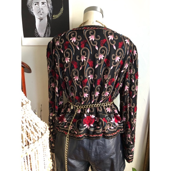 Vintage Papell Boutique Embellished beaded jacket - Picture 4 of 12